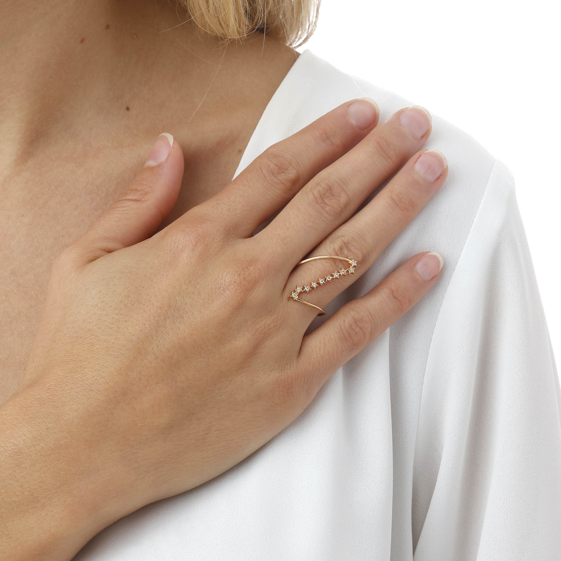 Anello con Stelline Diagonali