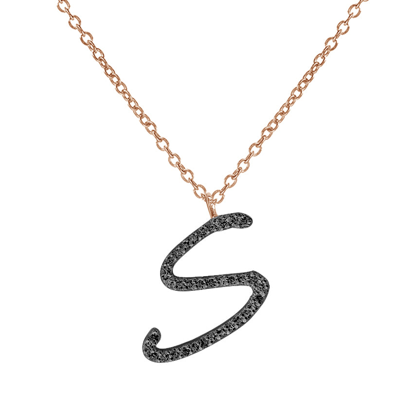 Collana Iniziale in Diamanti Neri